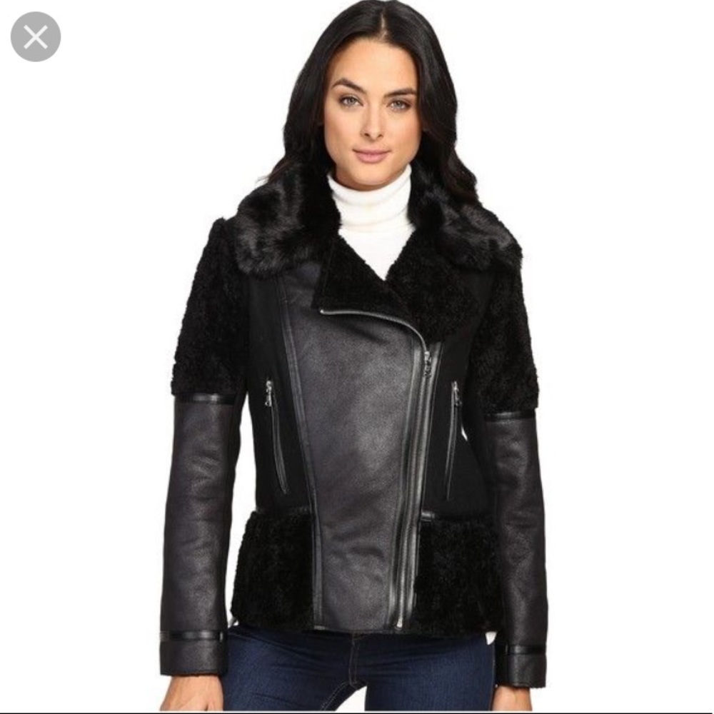 Vince Camuto Mixed Media Faux Shearling Jacket